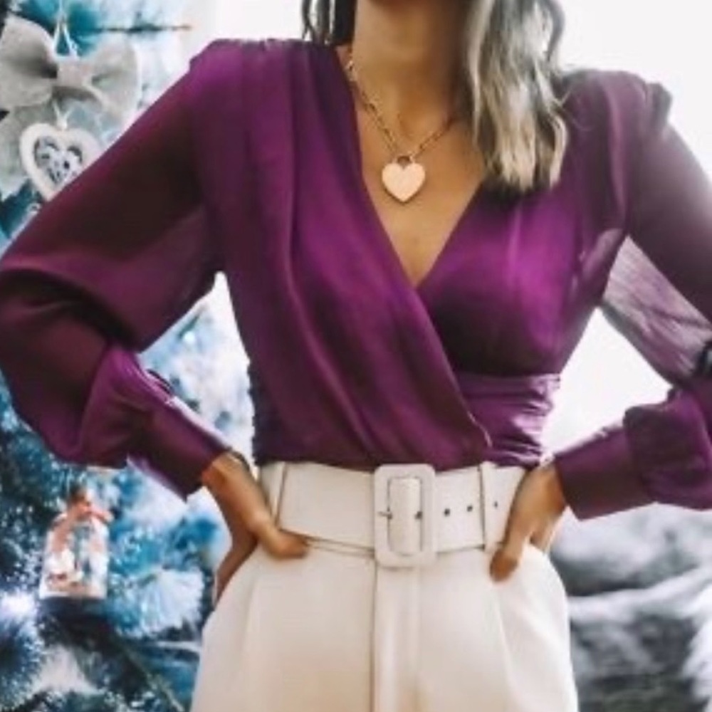 Zara Purple Knotted Surplice Top
